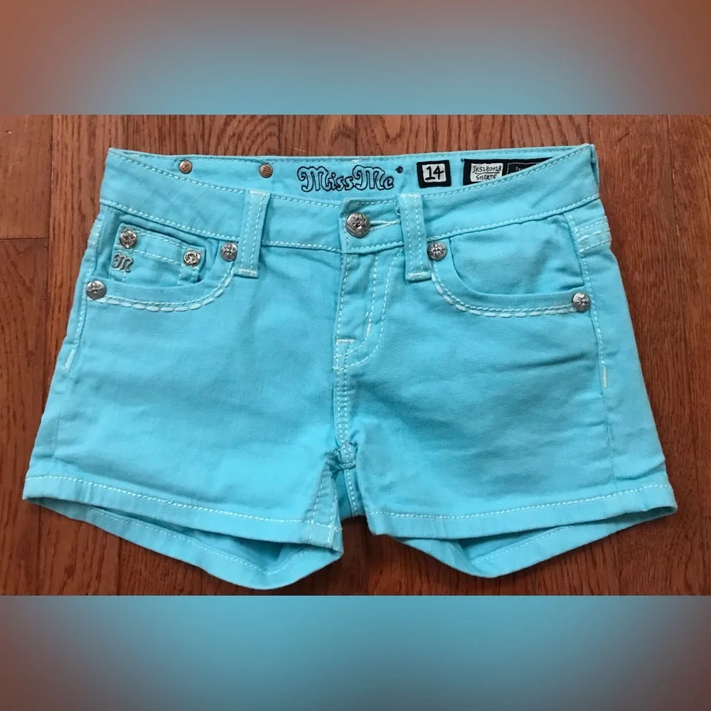 Miss Me girls 14 aqua shorts
